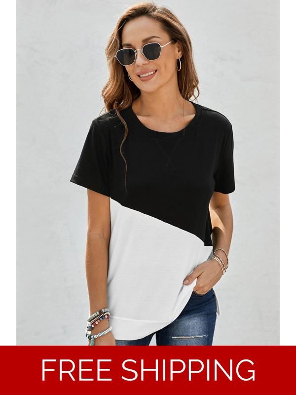 Two-Tone Round Neck Tee